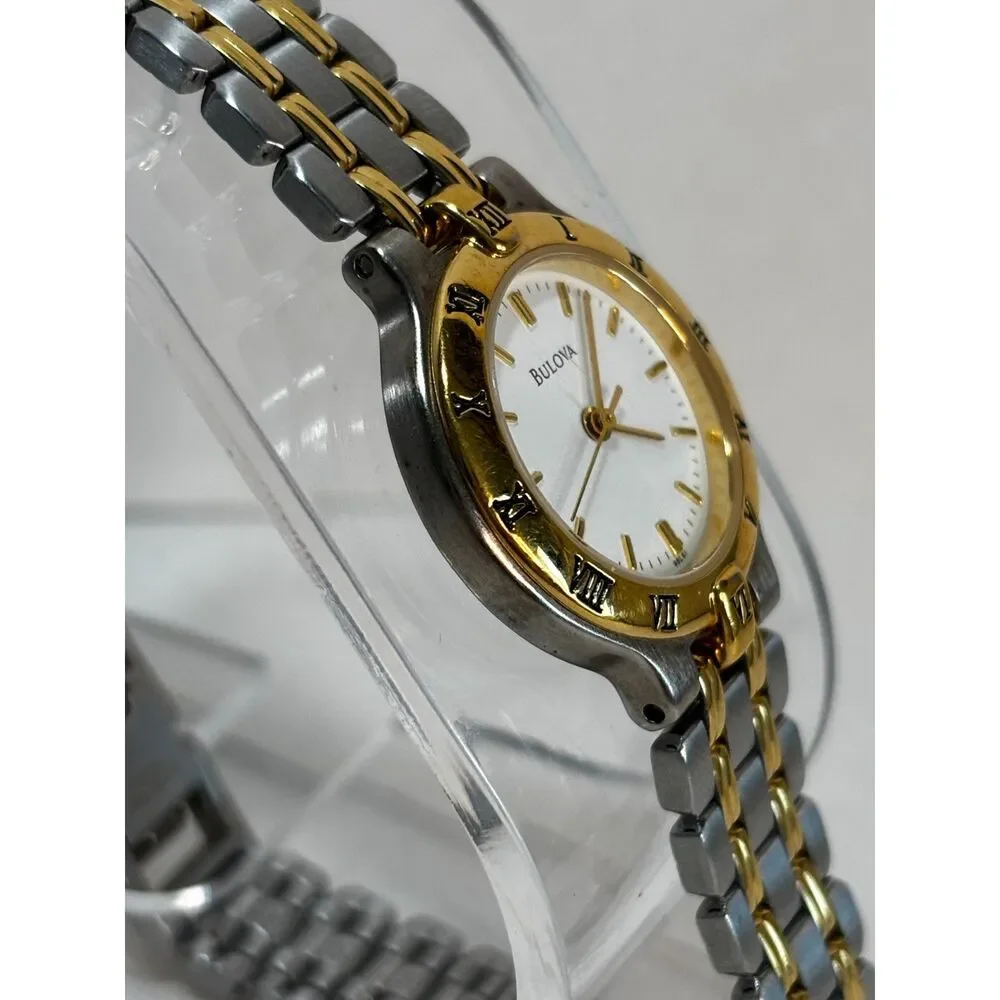Bulova 98L61 two-tone quartz dress women's watch, working